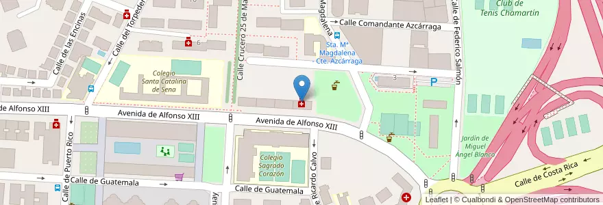 Mapa de ubicacion de Farmacia - Avenida Alfonso XIII 152 en إسبانيا, منطقة مدريد, منطقة مدريد, Área Metropolitana De Madrid Y Corredor Del Henares, مدريد.