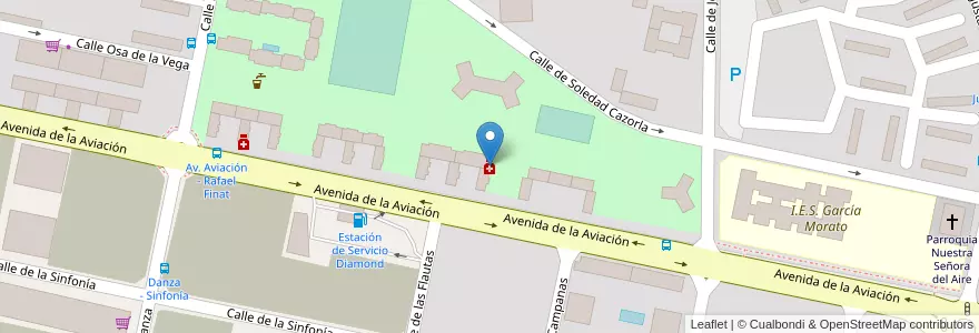 Mapa de ubicacion de Farmacia - Avenida Aviación 109 en اسپانیا, بخش خودمختار مادرید, بخش خودمختار مادرید, Área Metropolitana De Madrid Y Corredor Del Henares, مادرید.