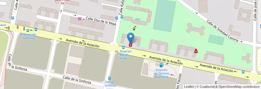 Mapa de ubicacion de Farmacia - Avenida Aviación 83 en Spagna, Comunidad De Madrid, Comunidad De Madrid, Área Metropolitana De Madrid Y Corredor Del Henares, Madrid.