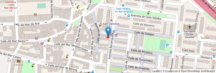 Mapa de ubicacion de Farmacia - Avenida Barranquilla 7 en España, Comunidad De Madrid, Comunidad De Madrid, Área Metropolitana De Madrid Y Corredor Del Henares, Madrid.