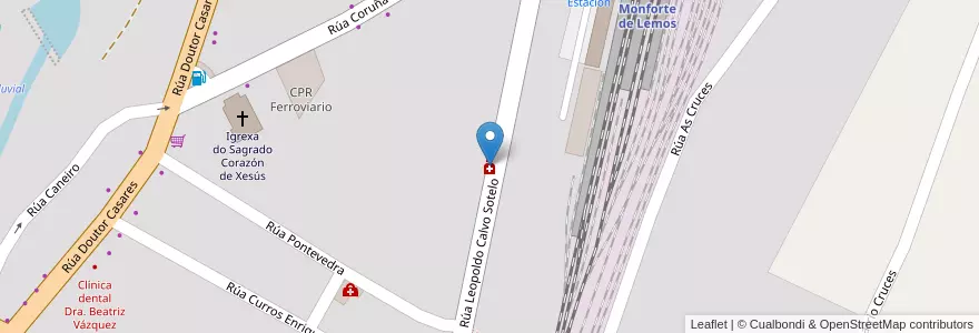 Mapa de ubicacion de Farmacia - Avenida Calvo Sotelo 137 en Spanien, Galicien, Lugo, Terra De Lemos, Monforte De Lemos.