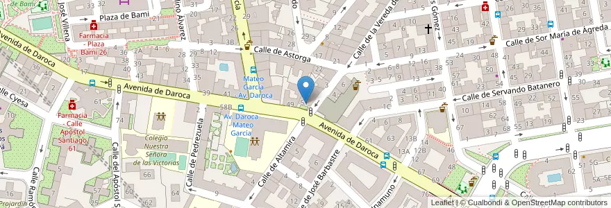 Mapa de ubicacion de Farmacia - Avenida Daroca 51 en اسپانیا, بخش خودمختار مادرید, بخش خودمختار مادرید, Área Metropolitana De Madrid Y Corredor Del Henares, مادرید.