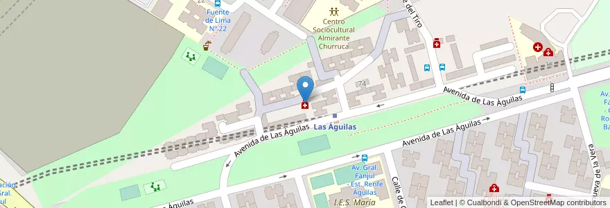 Mapa de ubicacion de Farmacia - Avenida de Las Águilas 106 en Spagna, Comunidad De Madrid, Comunidad De Madrid, Área Metropolitana De Madrid Y Corredor Del Henares, Madrid.