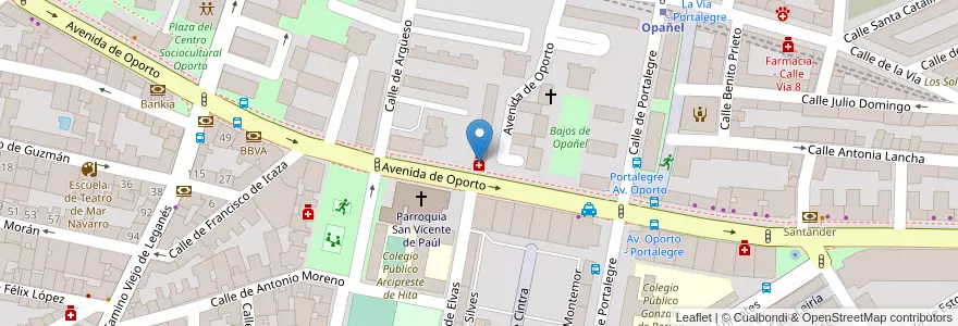 Mapa de ubicacion de Farmacia - Avenida de Oporto 52 en Spain, Community Of Madrid, Community Of Madrid, Área Metropolitana De Madrid Y Corredor Del Henares, Madrid.