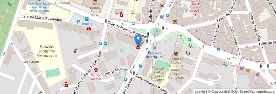 Mapa de ubicacion de Farmacia - Avenida de Pablo Iglesias 93 en Spain, Community Of Madrid, Community Of Madrid, Área Metropolitana De Madrid Y Corredor Del Henares, Madrid.