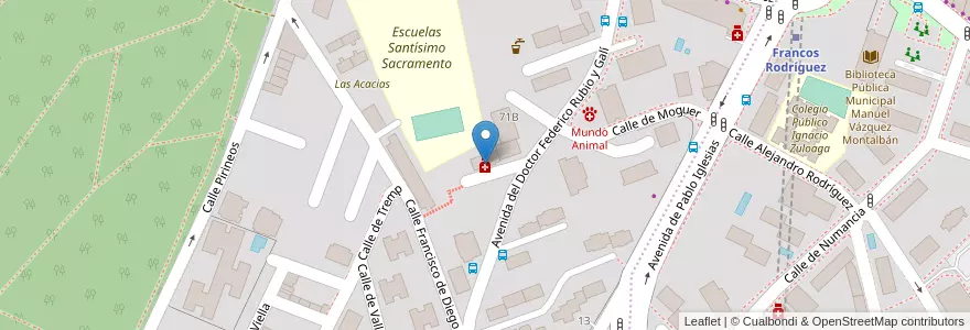 Mapa de ubicacion de Farmacia - Avenida Doctor Federico Rubio y Galí 69 en Espanha, Comunidade De Madrid, Comunidade De Madrid, Área Metropolitana De Madrid Y Corredor Del Henares, Madrid.