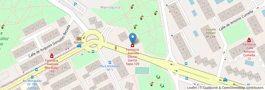 Mapa de ubicacion de Farmacia - Avenida Doctor García Tapia 129 en España, Comunidad De Madrid, Comunidad De Madrid, Área Metropolitana De Madrid Y Corredor Del Henares, Madrid.
