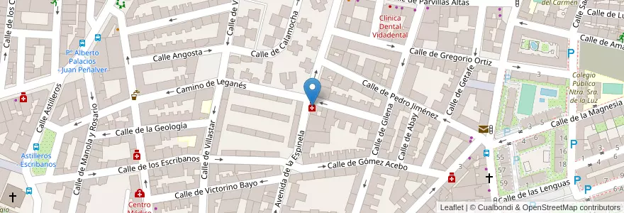 Mapa de ubicacion de Farmacia - Avenida Espinela 31 en スペイン, マドリード州, Comunidad De Madrid, Área Metropolitana De Madrid Y Corredor Del Henares, Madrid.