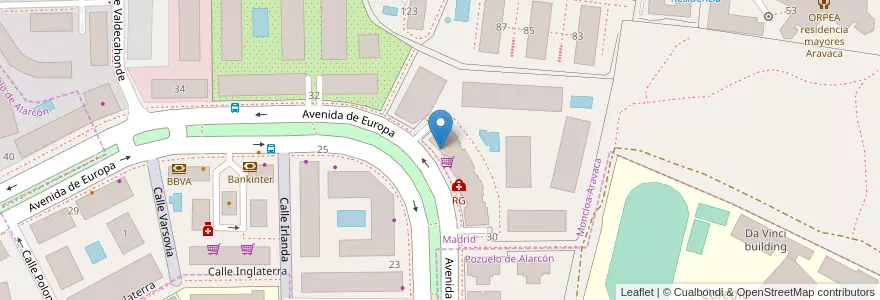 Mapa de ubicacion de Farmacia - Avenida Europa 30 en Испания, Мадрид, Мадрид, Área Metropolitana De Madrid Y Corredor Del Henares, Pozuelo De Alarcón.