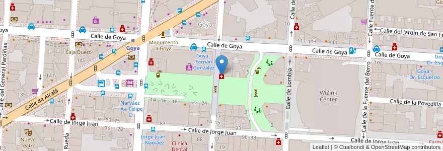 Mapa de ubicacion de Farmacia - Avenida Felipe II 13 en Испания, Мадрид, Мадрид, Área Metropolitana De Madrid Y Corredor Del Henares, Мадрид.
