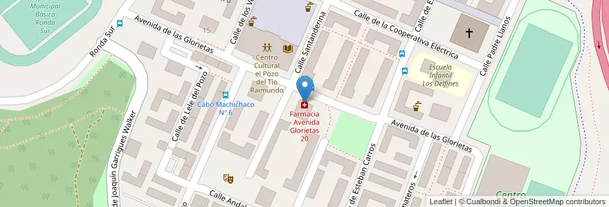 Mapa de ubicacion de Farmacia - Avenida Glorietas 20 en Sepanyol, Comunidad De Madrid, Comunidad De Madrid, Área Metropolitana De Madrid Y Corredor Del Henares, Madrid.