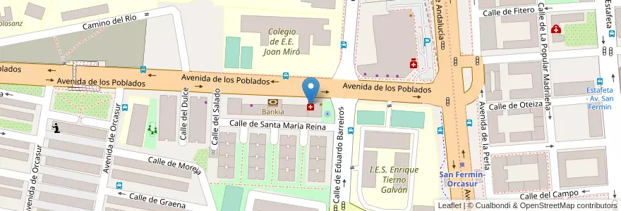 Mapa de ubicacion de Farmacia - Avenida Los Poblados 170 en اسپانیا, بخش خودمختار مادرید, بخش خودمختار مادرید, Área Metropolitana De Madrid Y Corredor Del Henares, مادرید.