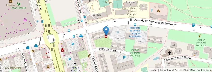 Mapa de ubicacion de Farmacia - Avenida Monforte de Lemos 79 en Испания, Мадрид, Мадрид, Área Metropolitana De Madrid Y Corredor Del Henares, Мадрид.