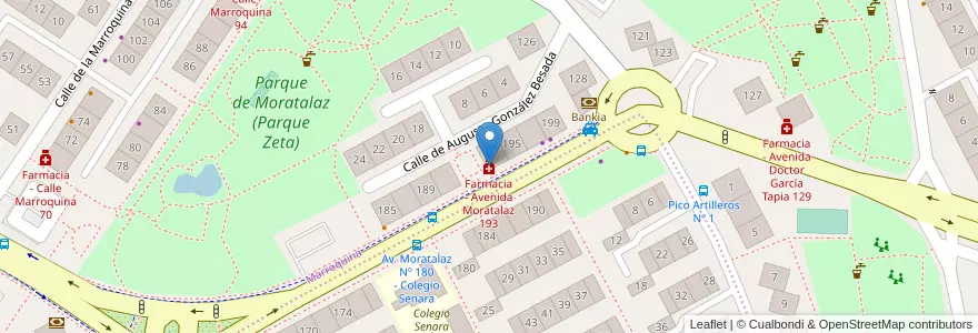 Mapa de ubicacion de Farmacia - Avenida Moratalaz 193 en Испания, Мадрид, Мадрид, Área Metropolitana De Madrid Y Corredor Del Henares, Мадрид.