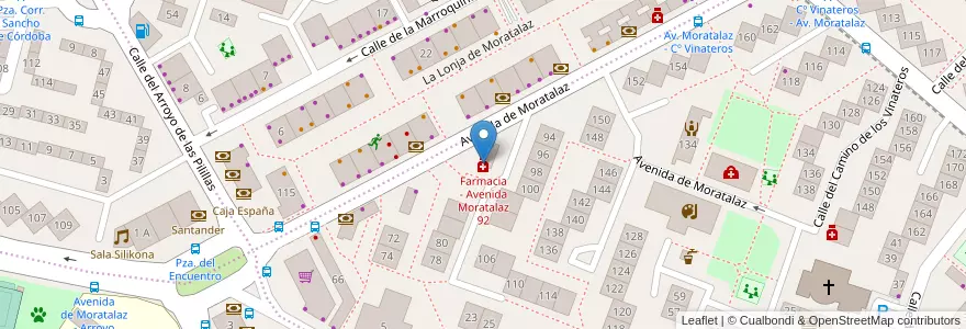 Mapa de ubicacion de Farmacia - Avenida Moratalaz 92 en إسبانيا, منطقة مدريد, منطقة مدريد, Área Metropolitana De Madrid Y Corredor Del Henares, مدريد.