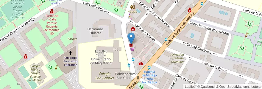 Mapa de ubicacion de Farmacia - Avenida Nuestra Señora de Fátima 97 en Spagna, Comunidad De Madrid, Comunidad De Madrid, Área Metropolitana De Madrid Y Corredor Del Henares, Madrid.