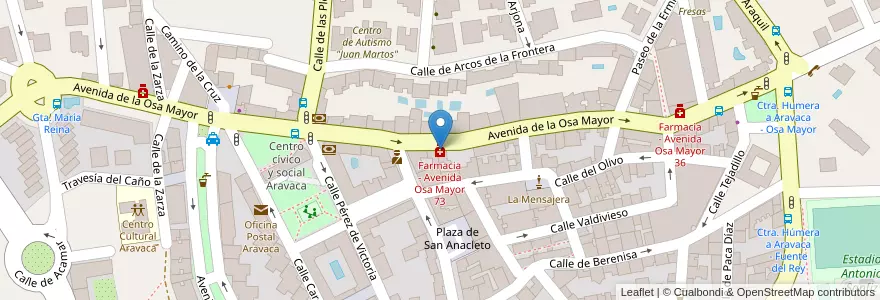 Mapa de ubicacion de Farmacia - Avenida Osa Mayor 73 en إسبانيا, منطقة مدريد, منطقة مدريد, Área Metropolitana De Madrid Y Corredor Del Henares, مدريد.