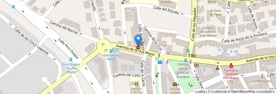 Mapa de ubicacion de Farmacia - Avenida Osa Mayor 96 en اسپانیا, بخش خودمختار مادرید, بخش خودمختار مادرید, Área Metropolitana De Madrid Y Corredor Del Henares, مادرید.