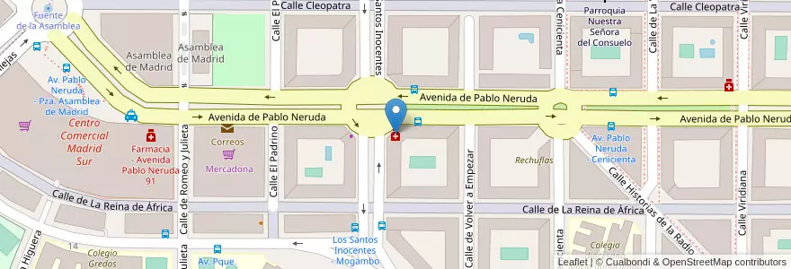 Mapa de ubicacion de Farmacia - Avenida Pablo Neruda 87 en Испания, Мадрид, Мадрид, Área Metropolitana De Madrid Y Corredor Del Henares, Мадрид.