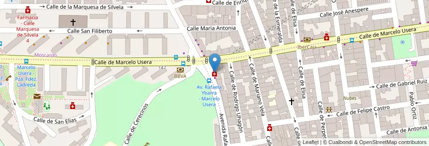 Mapa de ubicacion de Farmacia - Avenida Rafaela Ybarra 1 en İspanya, Comunidad De Madrid, Comunidad De Madrid, Área Metropolitana De Madrid Y Corredor Del Henares, Madrid.
