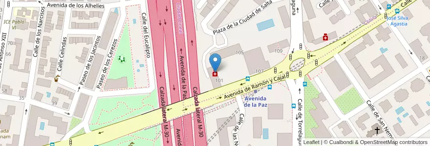 Mapa de ubicacion de Farmacia - Avenida Ramón y Cajal 101 en İspanya, Comunidad De Madrid, Comunidad De Madrid, Área Metropolitana De Madrid Y Corredor Del Henares, Madrid.