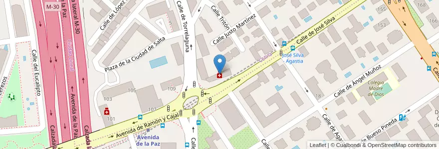 Mapa de ubicacion de Farmacia - Avenida Ramón y Cajal 111 en إسبانيا, منطقة مدريد, منطقة مدريد, Área Metropolitana De Madrid Y Corredor Del Henares, مدريد.