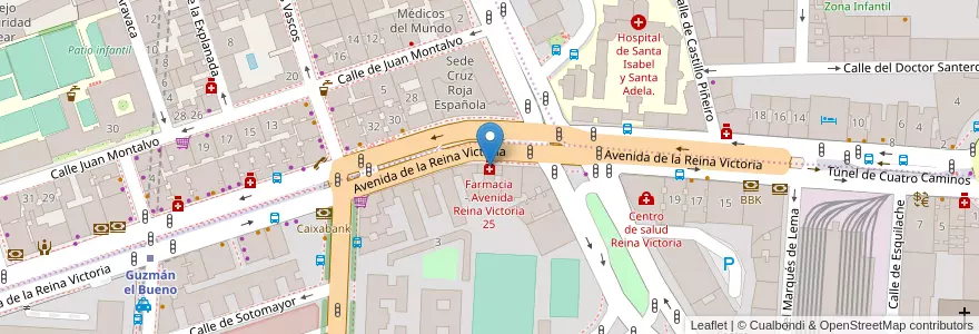 Mapa de ubicacion de Farmacia - Avenida Reina Victoria 25 en Испания, Мадрид, Мадрид, Área Metropolitana De Madrid Y Corredor Del Henares, Мадрид.