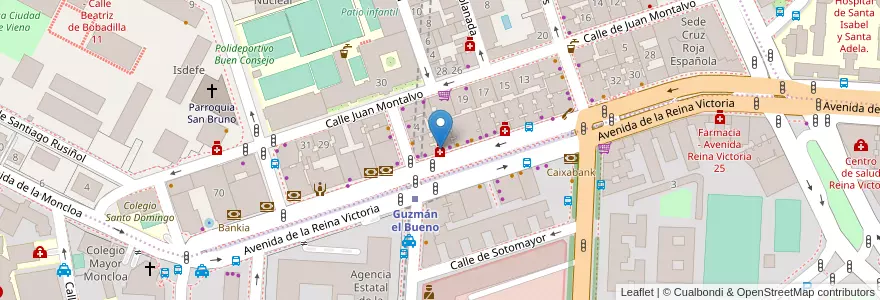 Mapa de ubicacion de Farmacia - Avenida Reina Victoria 52 en Испания, Мадрид, Мадрид, Área Metropolitana De Madrid Y Corredor Del Henares, Мадрид.