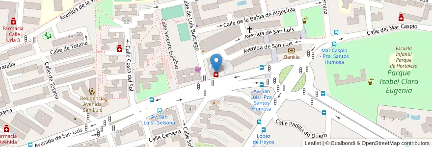 Mapa de ubicacion de Farmacia - Avenida San Luis 52 en Spain, Community Of Madrid, Community Of Madrid, Área Metropolitana De Madrid Y Corredor Del Henares, Madrid.