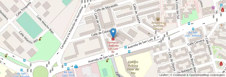 Mapa de ubicacion de Farmacia - Avenida San Luis 82 en Spagna, Comunidad De Madrid, Comunidad De Madrid, Área Metropolitana De Madrid Y Corredor Del Henares, Madrid.