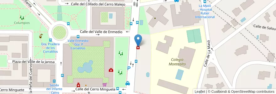 Mapa de ubicacion de Farmacia - Avenida Ventisquero de La Condesa 12 en スペイン, マドリード州, Comunidad De Madrid, Área Metropolitana De Madrid Y Corredor Del Henares, Madrid.