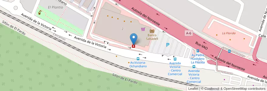 Mapa de ubicacion de Farmacia - Avenida Victoria en Espanha, Comunidade De Madrid, Comunidade De Madrid, Área Metropolitana De Madrid Y Corredor Del Henares, Madrid.