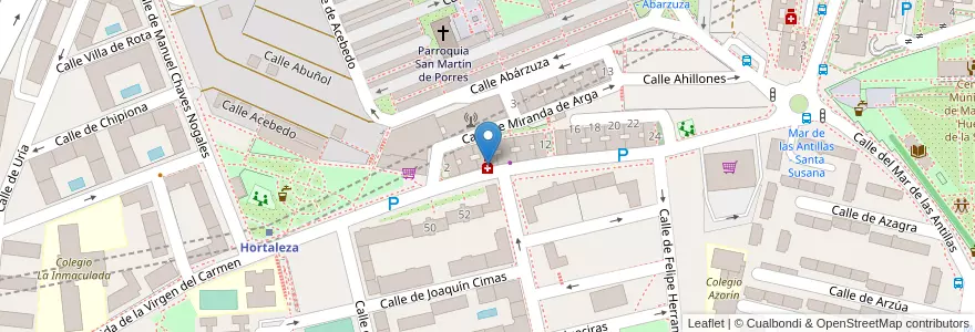 Mapa de ubicacion de Farmacia - Avenida Virgen del Carmen 41 en إسبانيا, منطقة مدريد, منطقة مدريد, Área Metropolitana De Madrid Y Corredor Del Henares, مدريد.