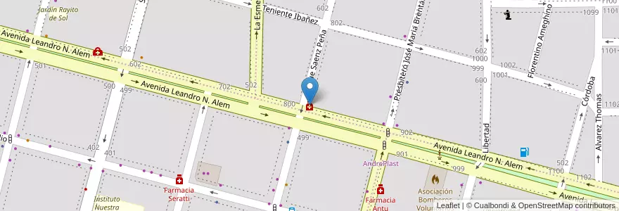 Mapa de ubicacion de Farmacia Avenida en الأرجنتين, تشيلي, ريو نيغرو, Cipolletti, Departamento General Roca.