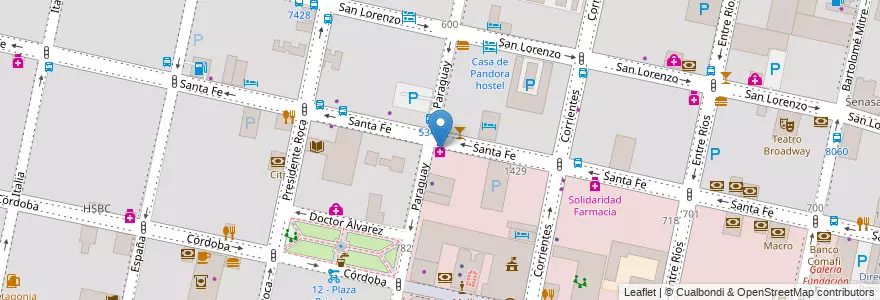 Mapa de ubicacion de Farmacia Barchi en الأرجنتين, سانتا في, Departamento Rosario, Municipio De Rosario, روساريو.