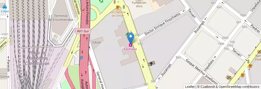 Mapa de ubicacion de Farmacia, Barracas en アルゼンチン, Ciudad Autónoma De Buenos Aires, Comuna 4, ブエノスアイレス.