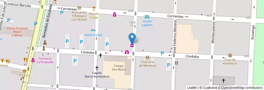 Mapa de ubicacion de Farmacia Belen en Argentine, Chili, Mendoza, Departamento Capital, Ciudad De Mendoza, Sección 3ª Parque O'Higgins.