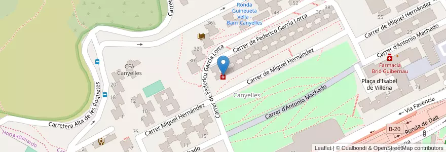 Mapa de ubicacion de Farmàcia Betrolí Matas en スペイン, カタルーニャ州, Barcelona, バルサルネス, Barcelona.