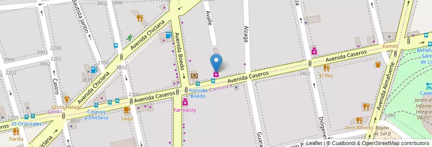 Mapa de ubicacion de Farmacia, Boedo en アルゼンチン, Ciudad Autónoma De Buenos Aires, Comuna 5, Comuna 4, ブエノスアイレス.