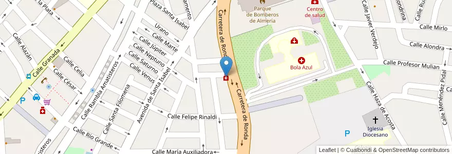 Mapa de ubicacion de Farmacia Bola Azul en スペイン, アンダルシア州, アルメリア, アルメリア.