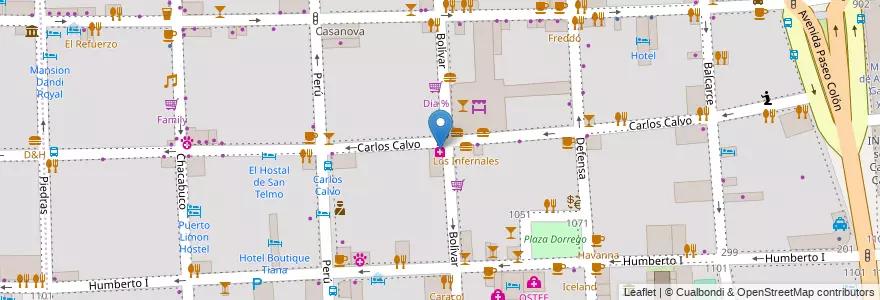 Mapa de ubicacion de Farmacia Bolivar, San Telmo en Arjantin, Ciudad Autónoma De Buenos Aires, Comuna 1, Buenos Aires.