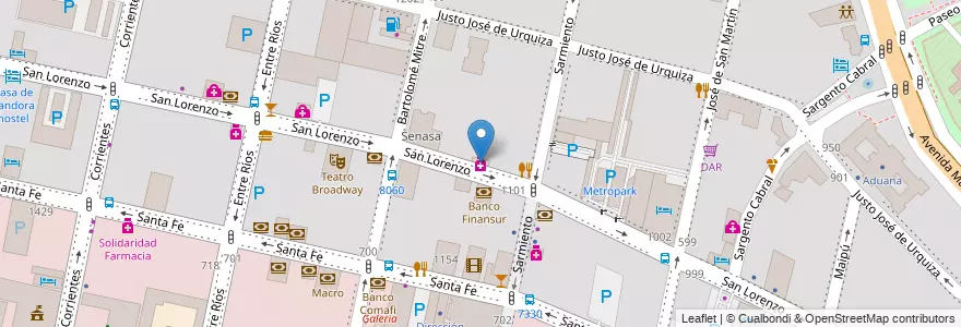 Mapa de ubicacion de Farmacia Bono en Аргентина, Санта-Фе, Departamento Rosario, Municipio De Rosario, Росарио.