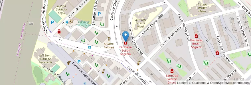 Mapa de ubicacion de Farmàcia Bosch Sagrera en Espanha, Catalunha, Barcelona, Barcelonès, Barcelona.