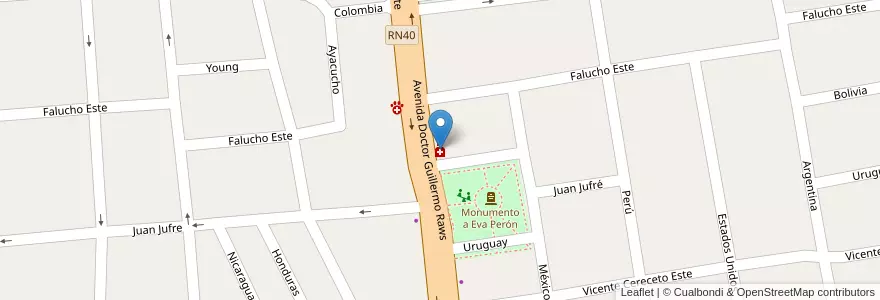 Mapa de ubicacion de Farmacia Buenaventura en Arjantin, San Juan, Şili, Capital.