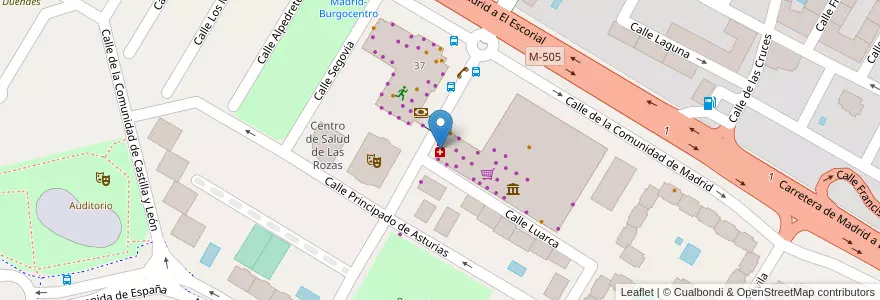 Mapa de ubicacion de Farmacia Burgocentro en 西班牙, Comunidad De Madrid, Comunidad De Madrid, Área Metropolitana De Madrid Y Corredor Del Henares, Las Rozas De Madrid.