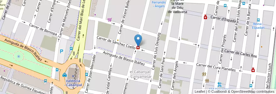 Mapa de ubicacion de Farmacia Cabañal en スペイン, バレンシア州, València / Valencia, Comarca De València, València.