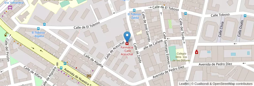 Mapa de ubicacion de Farmacia - Calle Aceuchal 1 en Spagna, Comunidad De Madrid, Comunidad De Madrid, Área Metropolitana De Madrid Y Corredor Del Henares, Madrid.