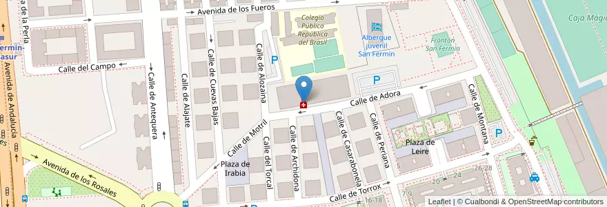 Mapa de ubicacion de Farmacia - Calle Adora 3 en スペイン, マドリード州, Comunidad De Madrid, Área Metropolitana De Madrid Y Corredor Del Henares, Madrid.
