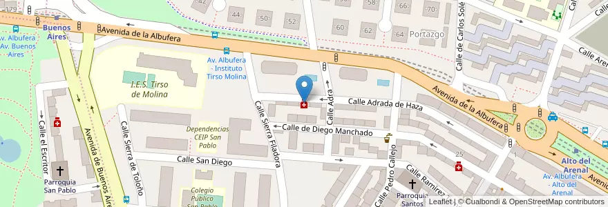 Mapa de ubicacion de Farmacia - Calle Adrada de Haza 6 en Sepanyol, Comunidad De Madrid, Comunidad De Madrid, Área Metropolitana De Madrid Y Corredor Del Henares, Madrid.