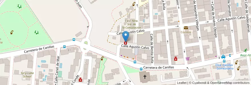 Mapa de ubicacion de Farmacia - Calle Agustín Calvo 4 en 西班牙, Comunidad De Madrid, Comunidad De Madrid, Área Metropolitana De Madrid Y Corredor Del Henares, Madrid.